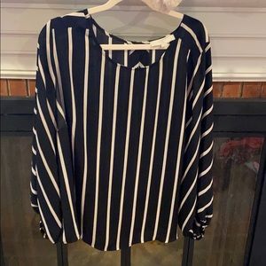 Loft Plus Top, Black and Tan Stripe